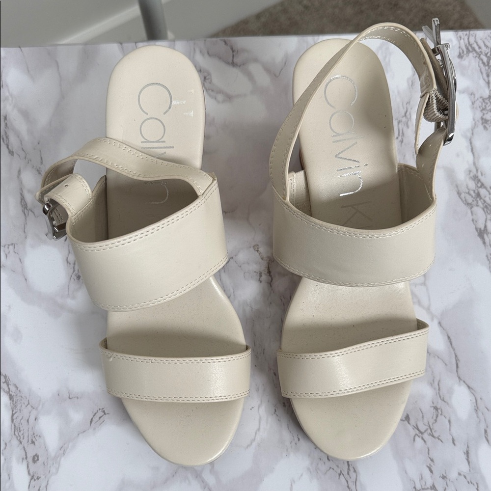 Calvin Klein Women's Cream Sandals - Picture 2 of 13